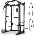 Power Cage,2000LBS Adjustable Multi-Functional Power Racks, Dual Pulley Cable System, Squat Rack for Strength Fitness, with More Training Attachment for Home Gym1 pcs