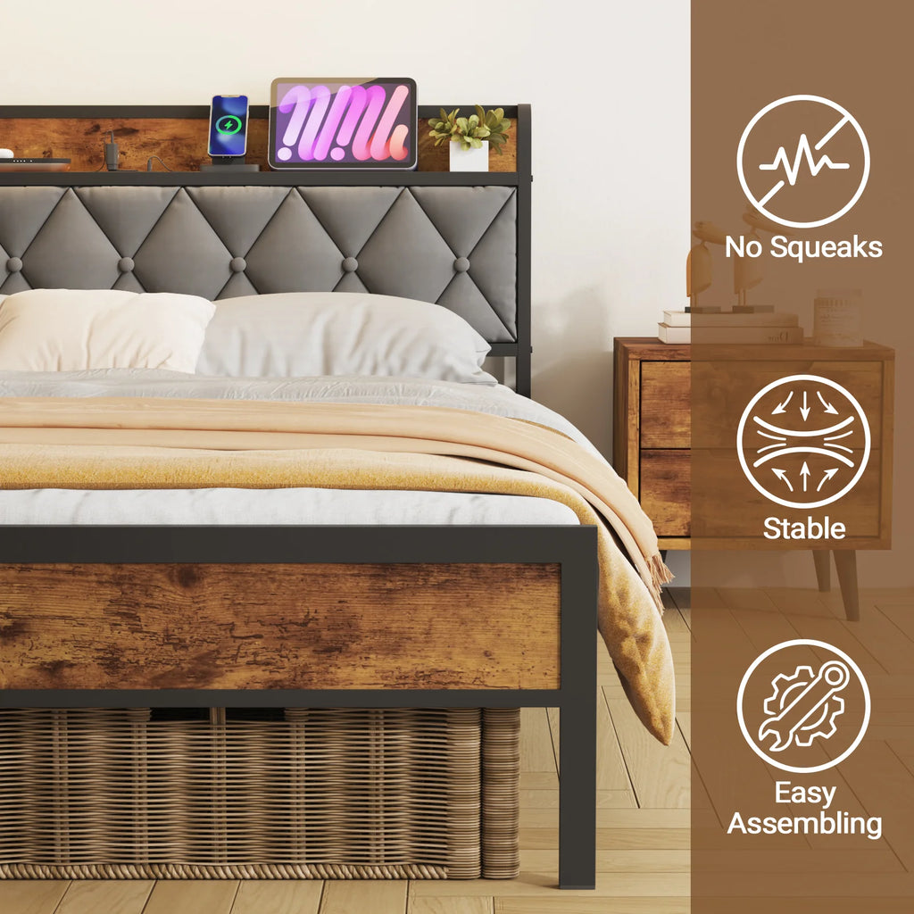Bed Frame with Charging Station