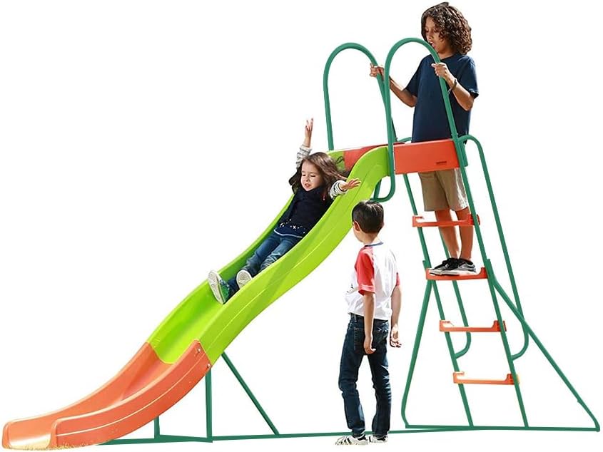 Outdoor play set: Children's slide: 10-foot independent climbing frame, swing set, jungle-style playground. The design is loved by children - ground pool slide, suitable for use in summer backyard.1 pcs