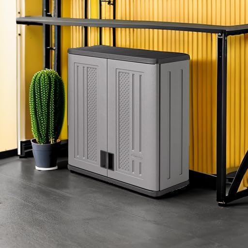 4 cubic feet resin material single-layer shelving garage wall storage cabinet, platinum gold color1 pcs