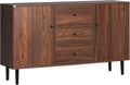 Kitchen Storage Cabinet, Vintage Sideboard, Coffee Bar Cabinet with 2 Cupboards, 3 Drawers, Adjustable Shelves and Wood Legs, Retro Buffet Table, Rustic Brown1 pcs