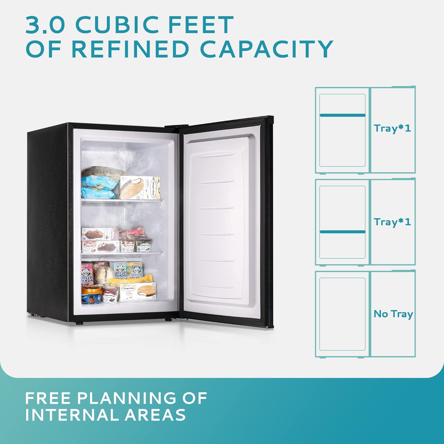 Upright freezer, 3.0 Cubic Feet, Single Door Compact Mini Freezer with Reversible Stainless Steel Door, Small freezer for Home/Dorms/Apartment/Office (Silver)
