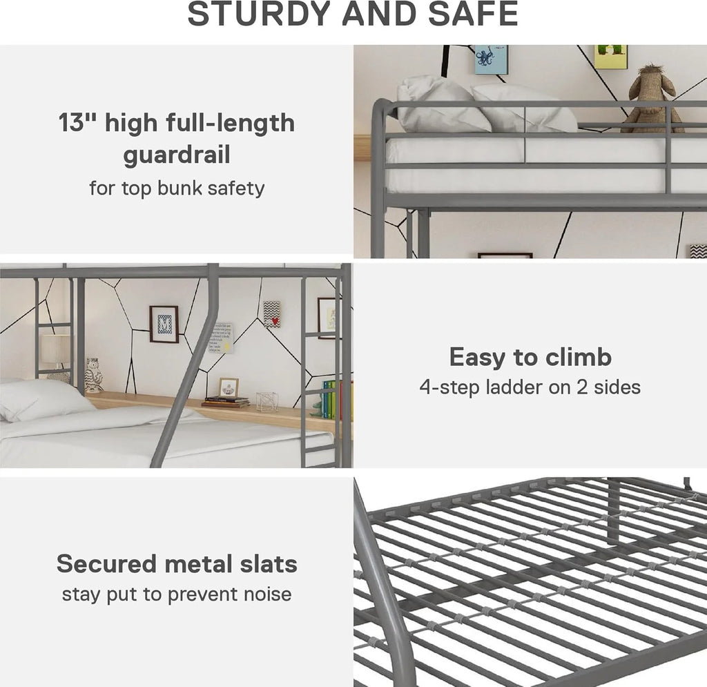 DHP Dusty Twin Over Full Metal Bunk Bed, Off White1 pcs
