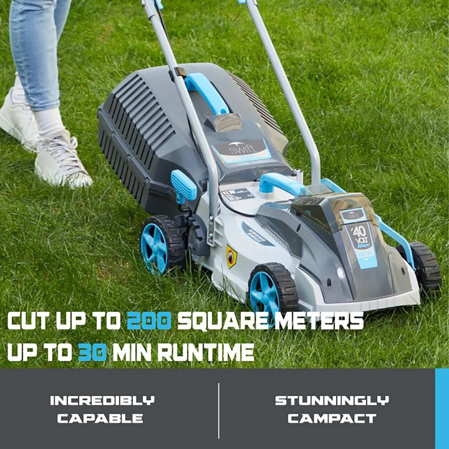 Cordless Lawn Mower, 15-in Lawn Mowers Lightweight, 40V Lithium-ion Lawnmower w/Brushless Motor, 5 Cutting Heights Adjustable -Low Noise 2 in 1 Push Mower1 pcs