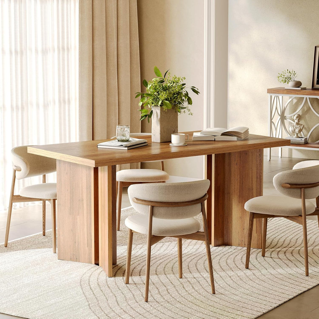 Wooden Dining Table Set for 6, 63-Inch Rectangle Kitchen Table, Modern Dinner Table for Home Dining Room, Kitchen Room, Brown1 pcs