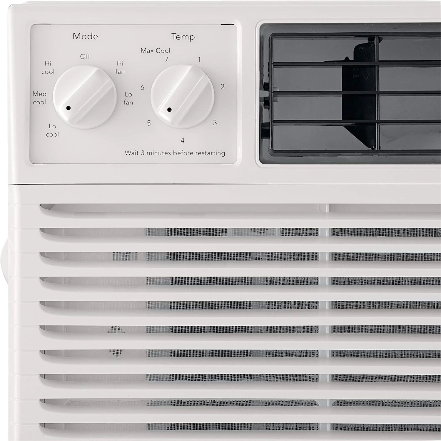 5000-watt window air conditioner, with a cooling area of 250 square feet, operates quietly, has easy and convenient temperature adjustment, 2 fan speeds, automatic restart function, and a white appearance1 pcs