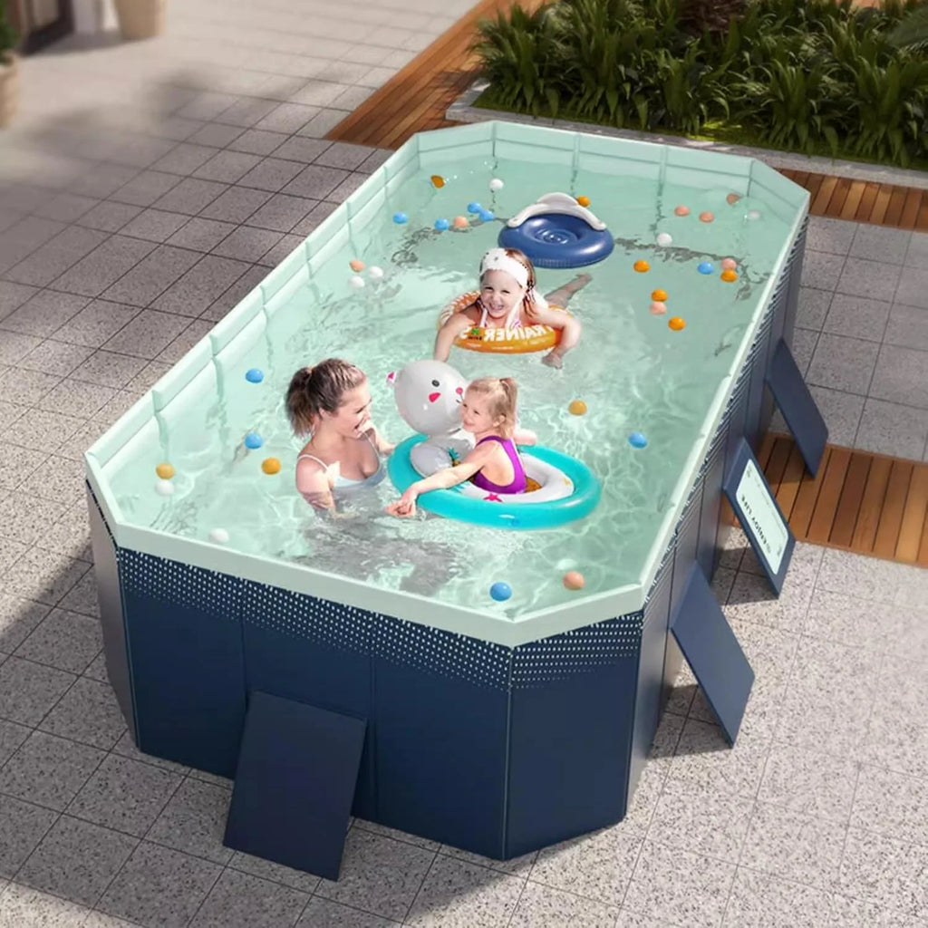 Pool Above Ground/Wood Frame Swimming Pools, 5feet/ 6foot/ 7ft/ 8ft/ 9ft/ 13ft Long Outdoor Mini Large Rectangular Pool for Indoor Outdoor Backyard Home, Toddler Adults Relax Pool (Size : 1.6x1.2x0.1 pcs