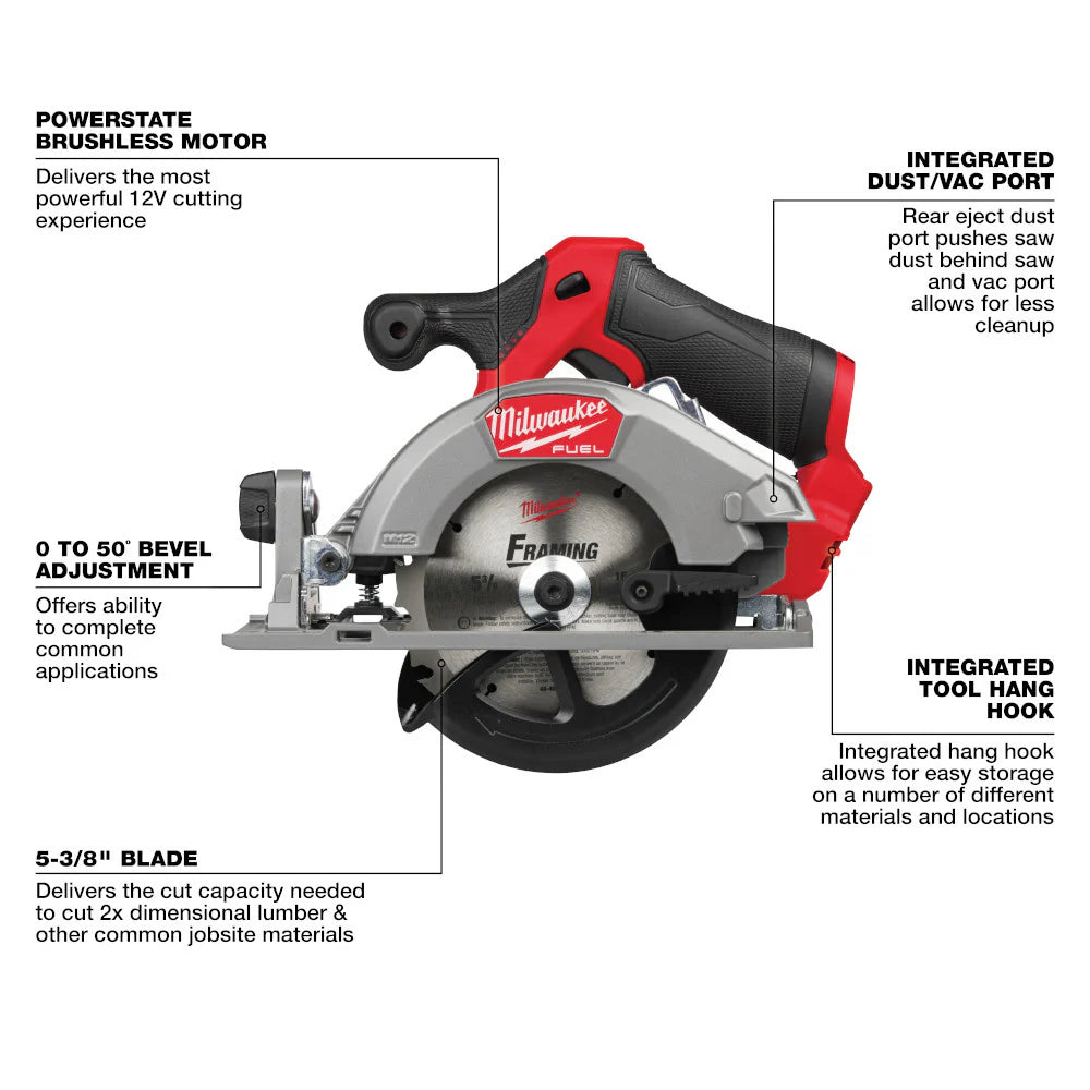 Milwaukee 2521-20 M12 FUEL 5-3/8" Circular Saw