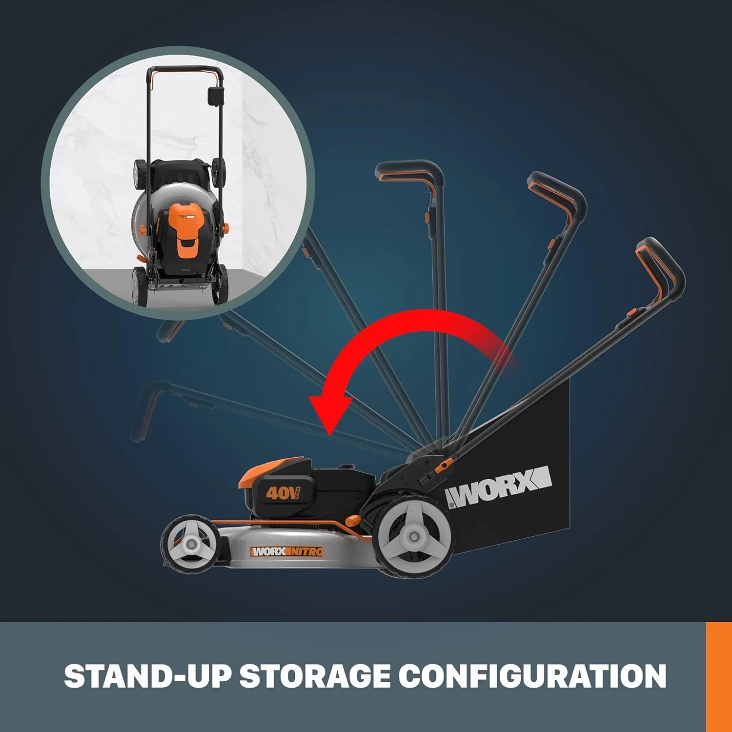 40V Power Share 20” Push Lawn Mower with Two 4.0Ah High-Capacity Batteries, Black and Orange1 pcs