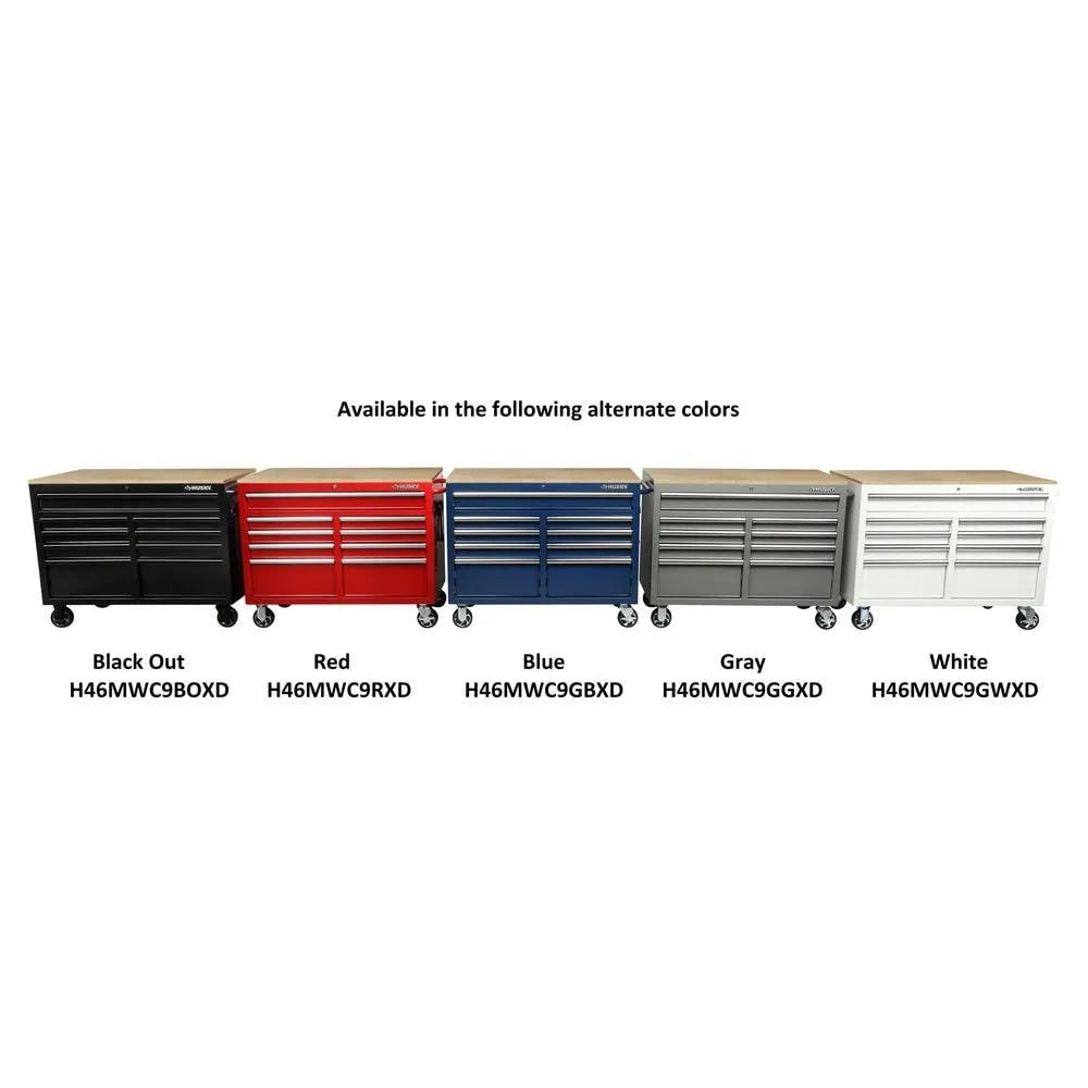 46-in W x 24.5-in D 9-Drawer Mobile Workbench with Hardwood Top and Power Station ���ゆ�� Gloss Black