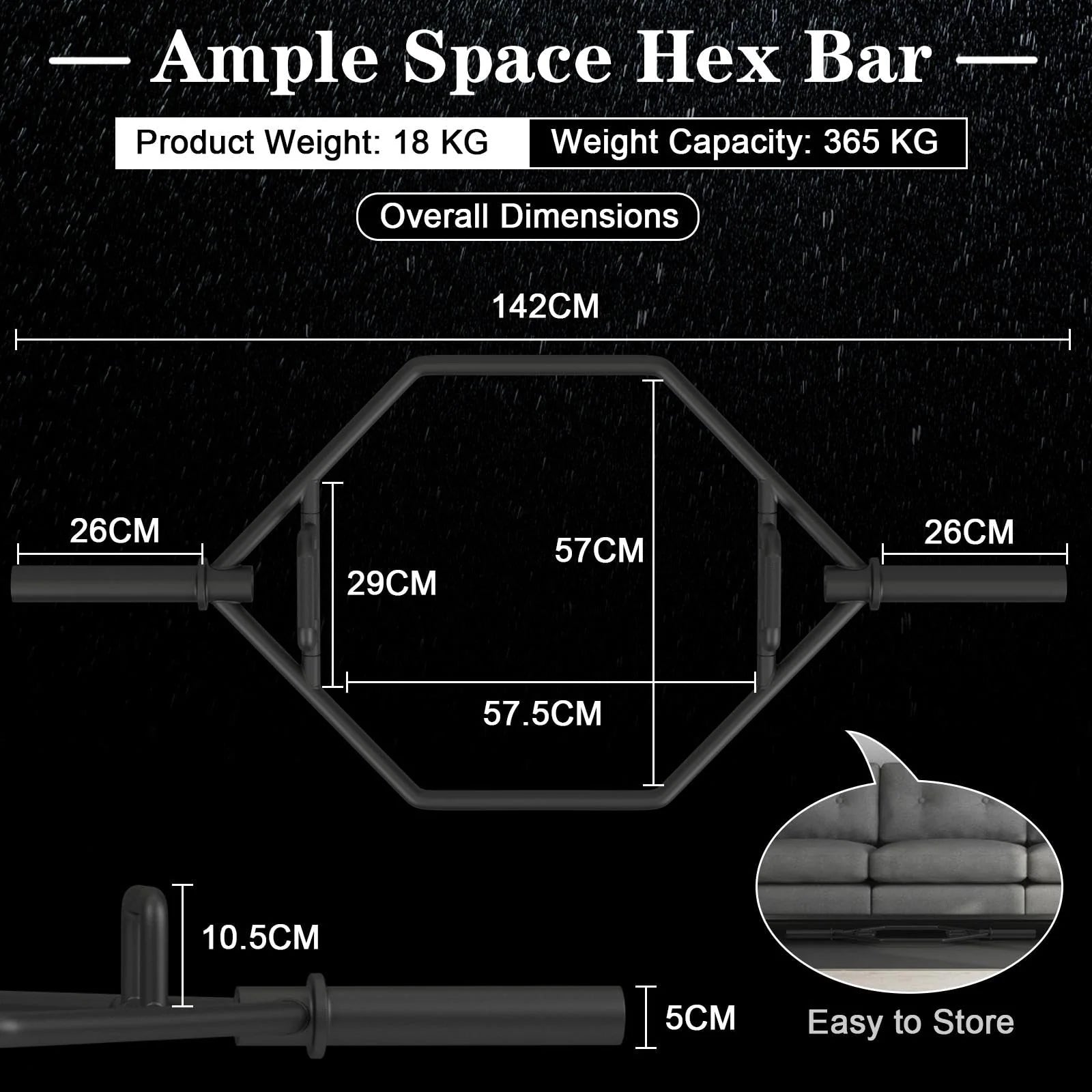 142cm Olympic Hex Barbell Bar Trap Hex Weight Lifting Gym Home Fitness Equipment