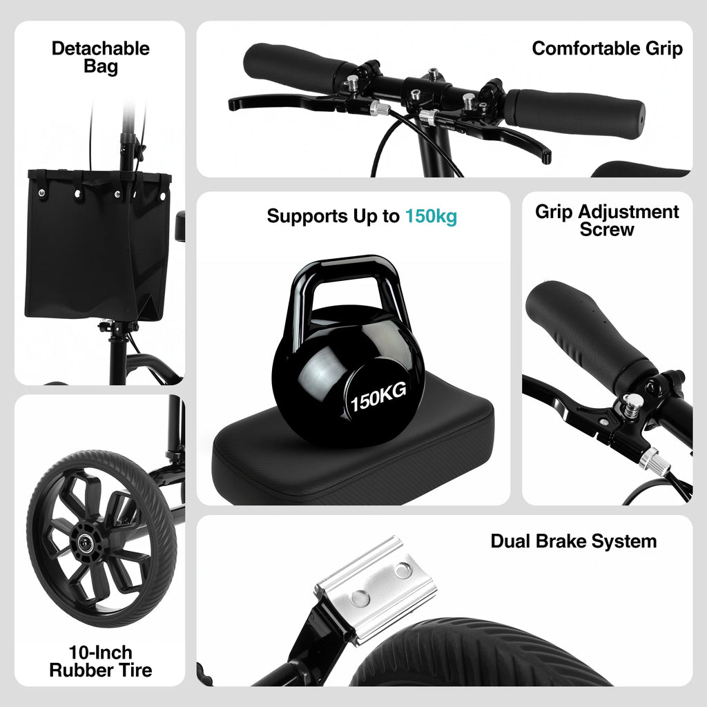 Knee Walker Scooter with 10" Rubber Tires