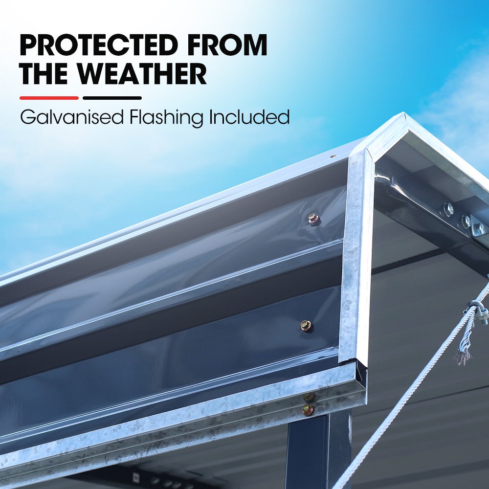 SHADE SHIELD Single Carport Shed 3.3 x 6 x 2.8m, Galvanised Steel Frame, Powder Coated Gable Roof, Shelter for Car Caravan Boat Tractor Agricultural