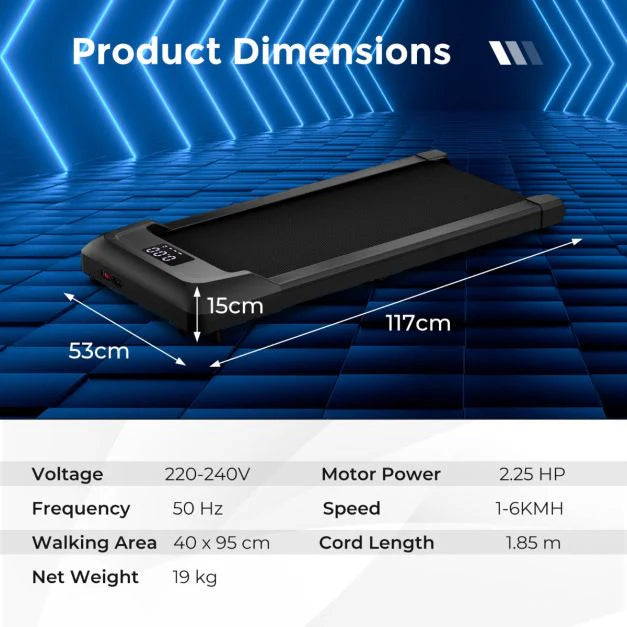 Under Desk Treadmill with Remote Control and LED Display for Home and Office