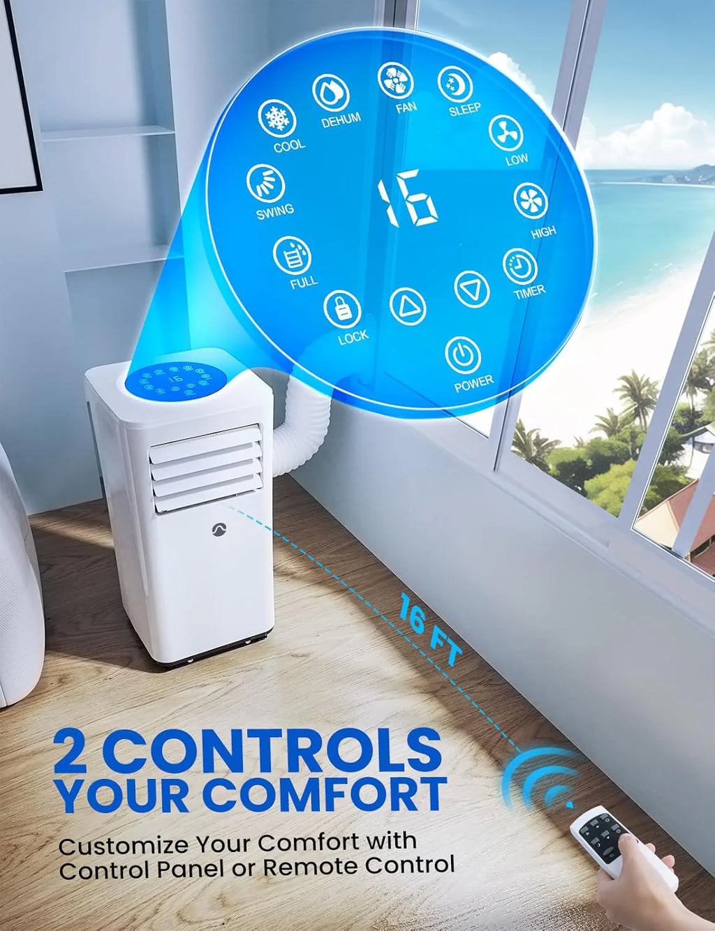 Portable Air Conditioners, 10000 BTU Air Conditioner Portable for Room up to 450 Sq. Ft., 3-in-1 Portable AC Unit with Digital Display, Remote Control, Window Installation Kit, 24H Timer, Sleep Mode1 pcs