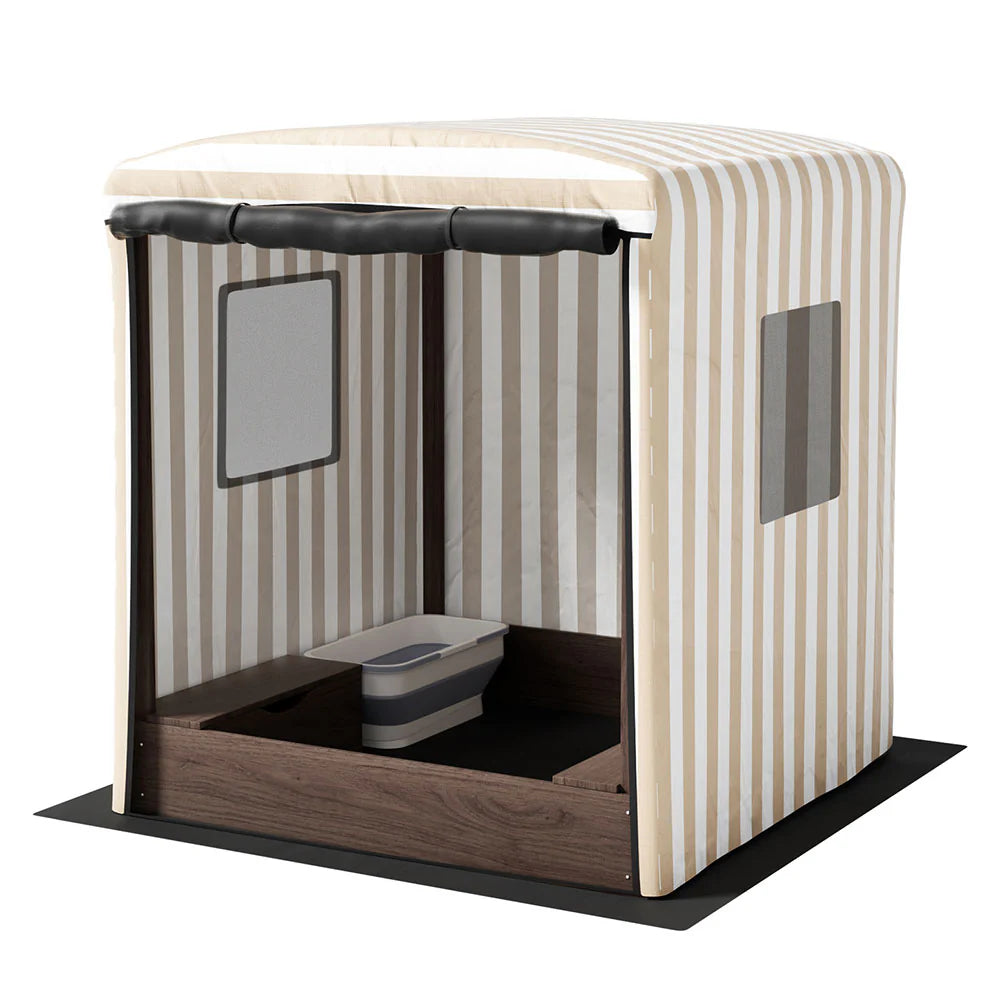 UV-Resistant Wooden Sandpit with Canopy and Storage Keezi