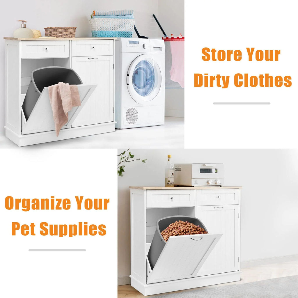Giantex Kitchen Trash Cabinet, Tilt Out Trash Bin Cabinet with Single Trash Can Holder