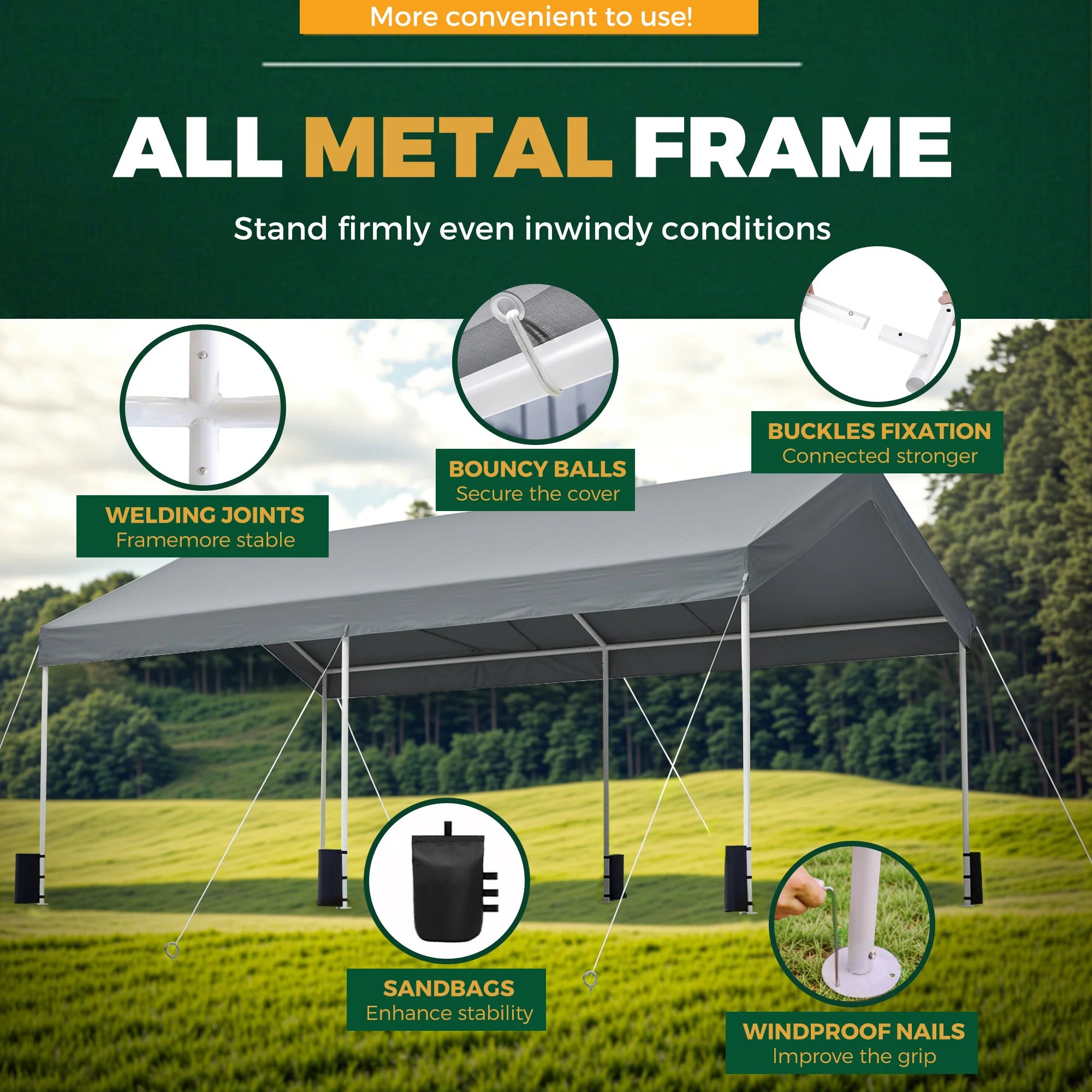 3x6m Waterproof Carport Canopy Portable Garage