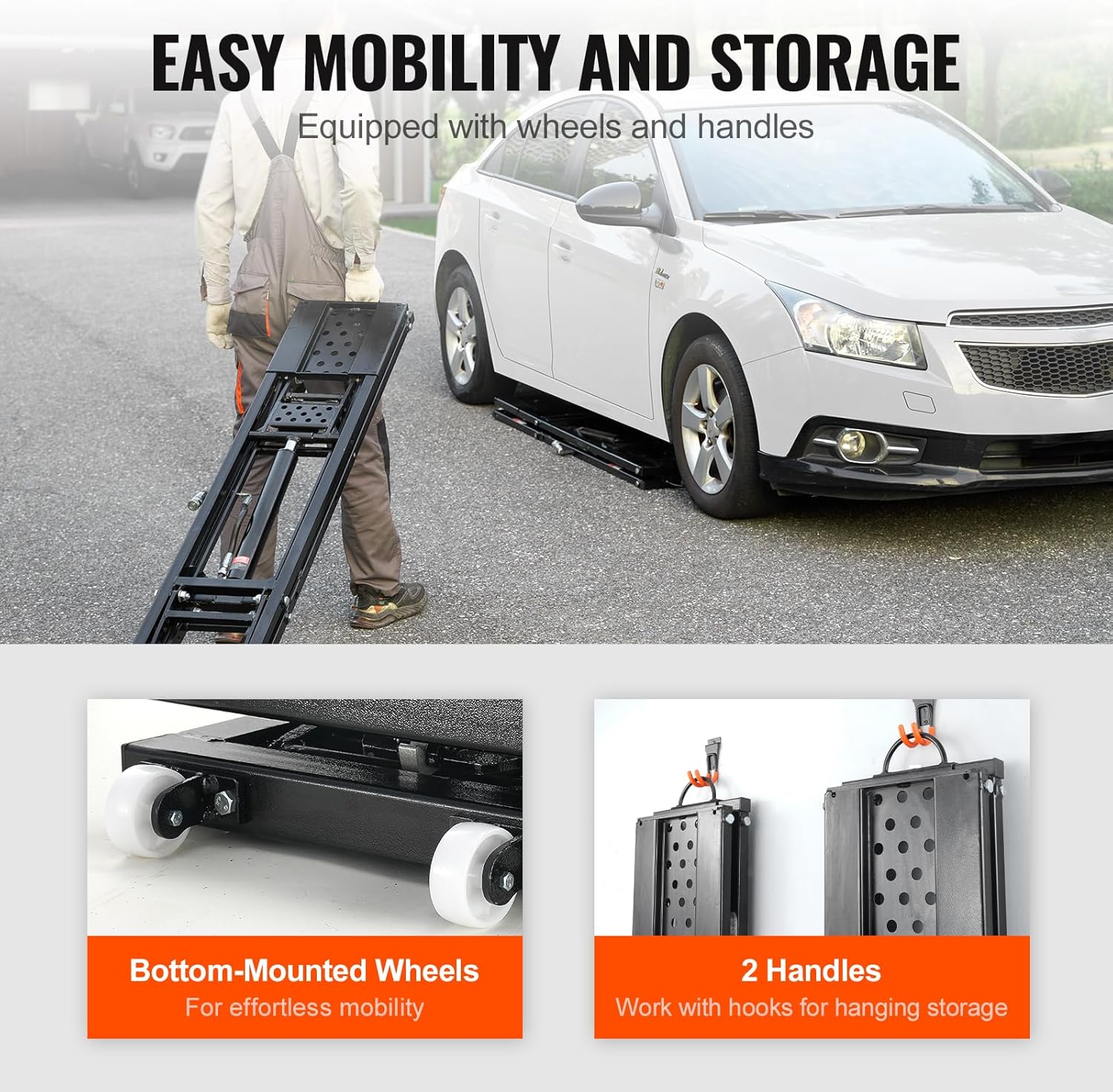 7,000 LBS Capacity Portable Car Lift, with Extended-Length Plates, 26.8" Max. Height, Heavy-Duty Carbon Steel Truck Lift with Power Unit for Home Garage Shop1 pcs