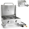 Propane Gas Grill 50,000 BTU, 4 Main Burners, 1 Side Burner, 2 Prep Tables, Stainless Steel Heavy-Duty BBQ Grill with 4 Wheels for Backyard Party Outdoor Cooking1 pcs