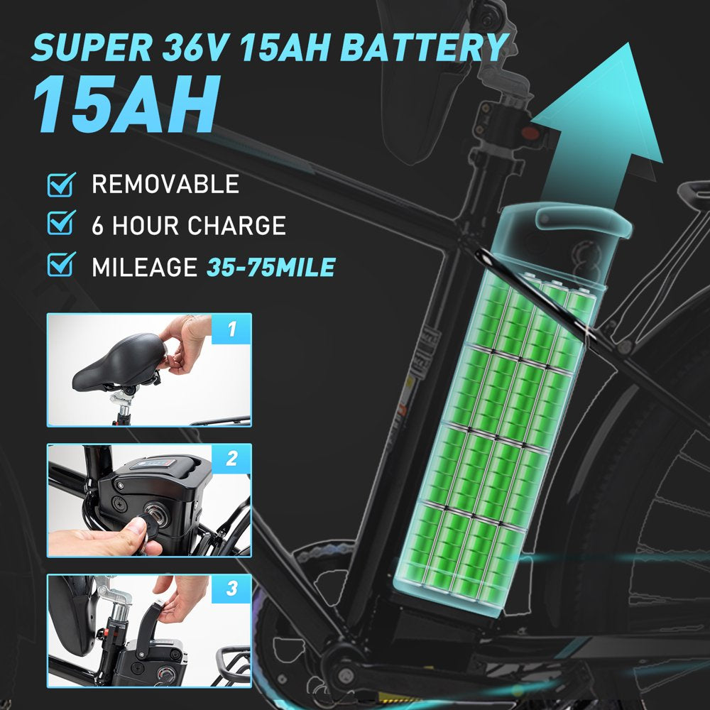 COLORWAY BK3M 500W Electric Bike 26???x3.0???, Shimano 7-Speed, 36V/15Ah Battery, Carbon Steel, IP54, 19.9 MPH
