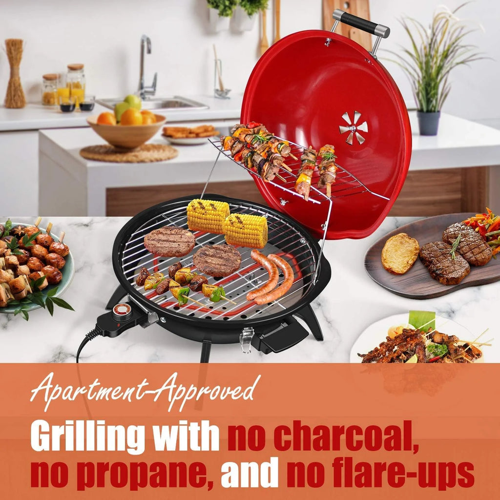 Electric barbecue grill, 15-person indoor/outdoor electric grill, suitable for indoor and outdoor use, double-layer design, portable detachable grill, power 1600 watts (fixed type, black)1 pcs