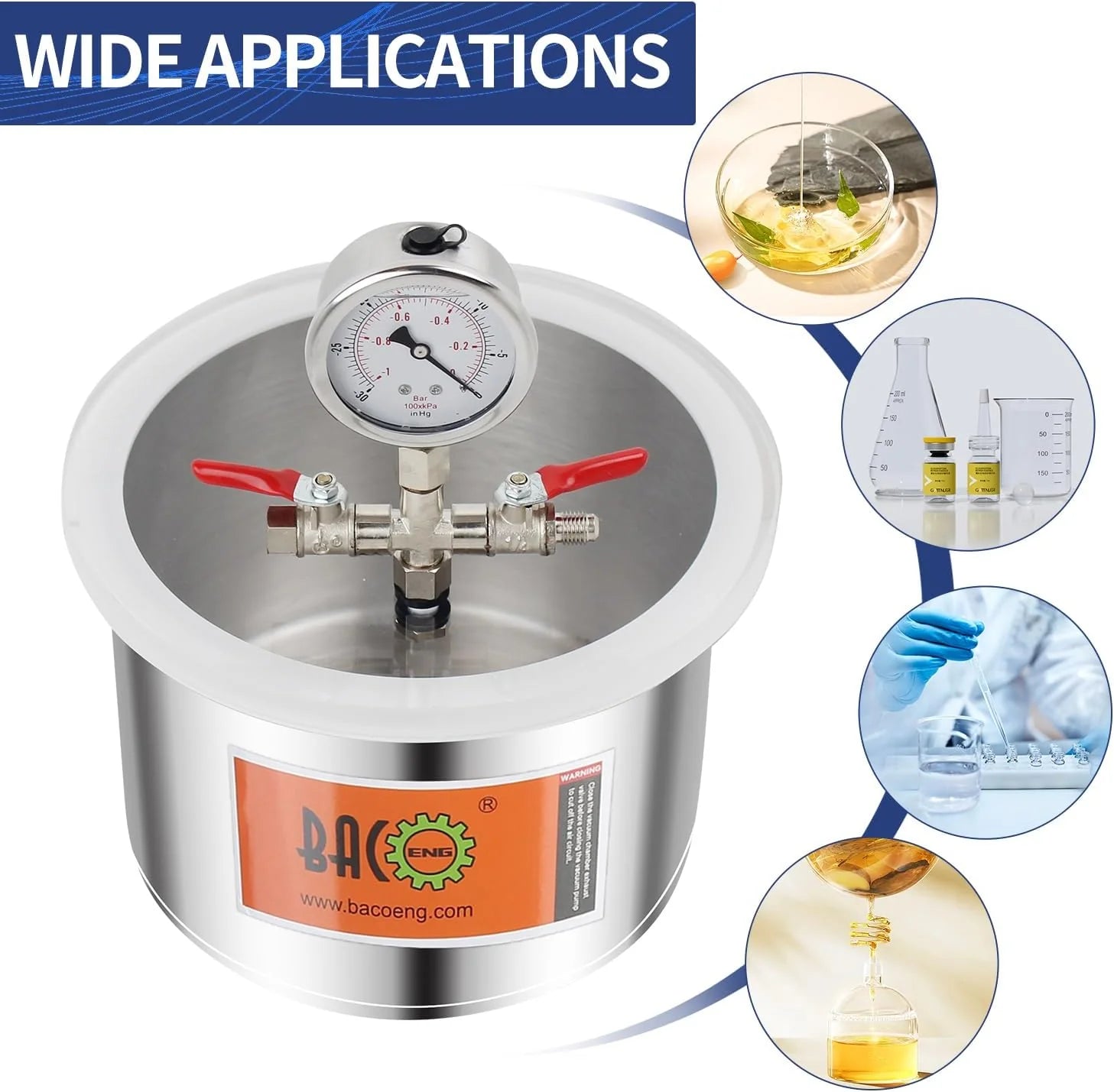 Gallon Vacuum Chamber Kit with 3.6 CFM 1 Stage Vacuum Pump HVAC1 pcs