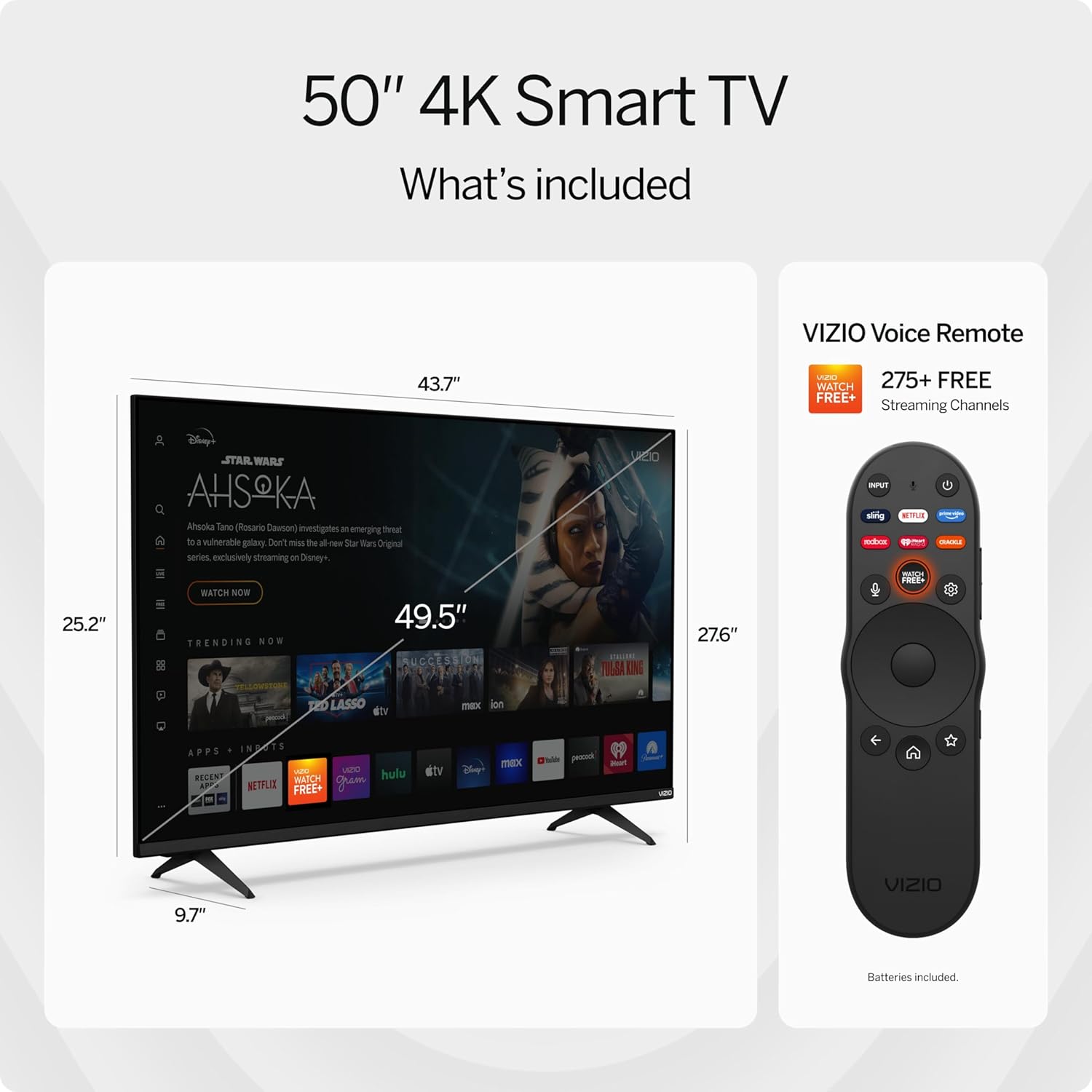 VIZIO 50′�?4K Resolution HDR Smart TV, Dolby Vision HDR/HDR10+, WiFi 6 �?(Renewed)