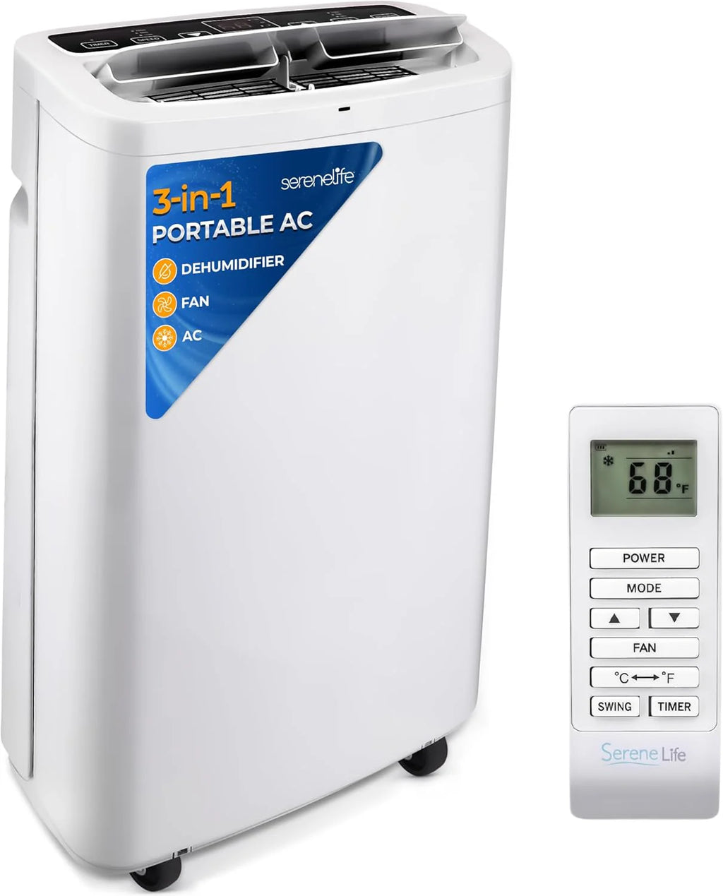 10,000 BTU Portable Air Conditioner– 4-in-1 AC Unit w/Cooling, Dehumidifier, Heater, & Fan– Includes Remote Control, Window Mount Kit, Quiet Operation, 24-Hour Timer1 pcs