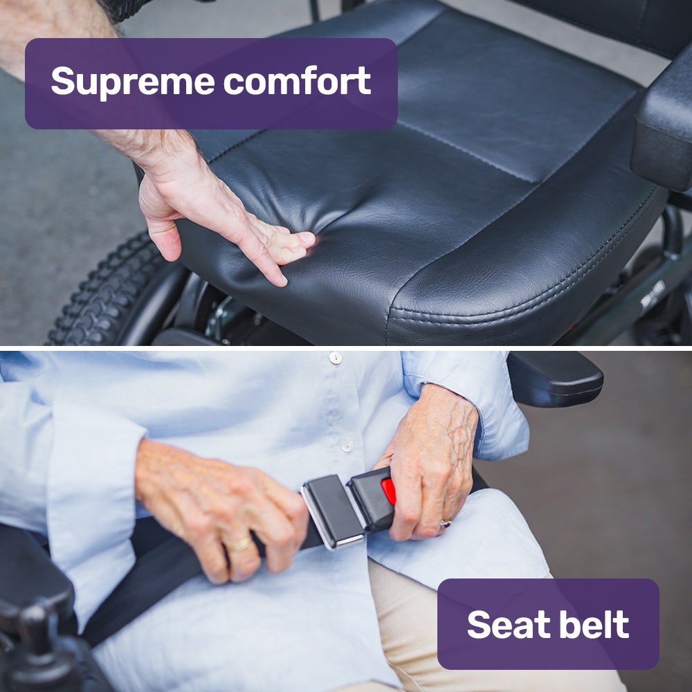 EQUIPMED Front Wheel Drive Power Electric Wheelchair, Up to 35km Range, Ultra-Comfortable, Safe Stable Non-Slip Anti-Roll Back Power Assist Chair