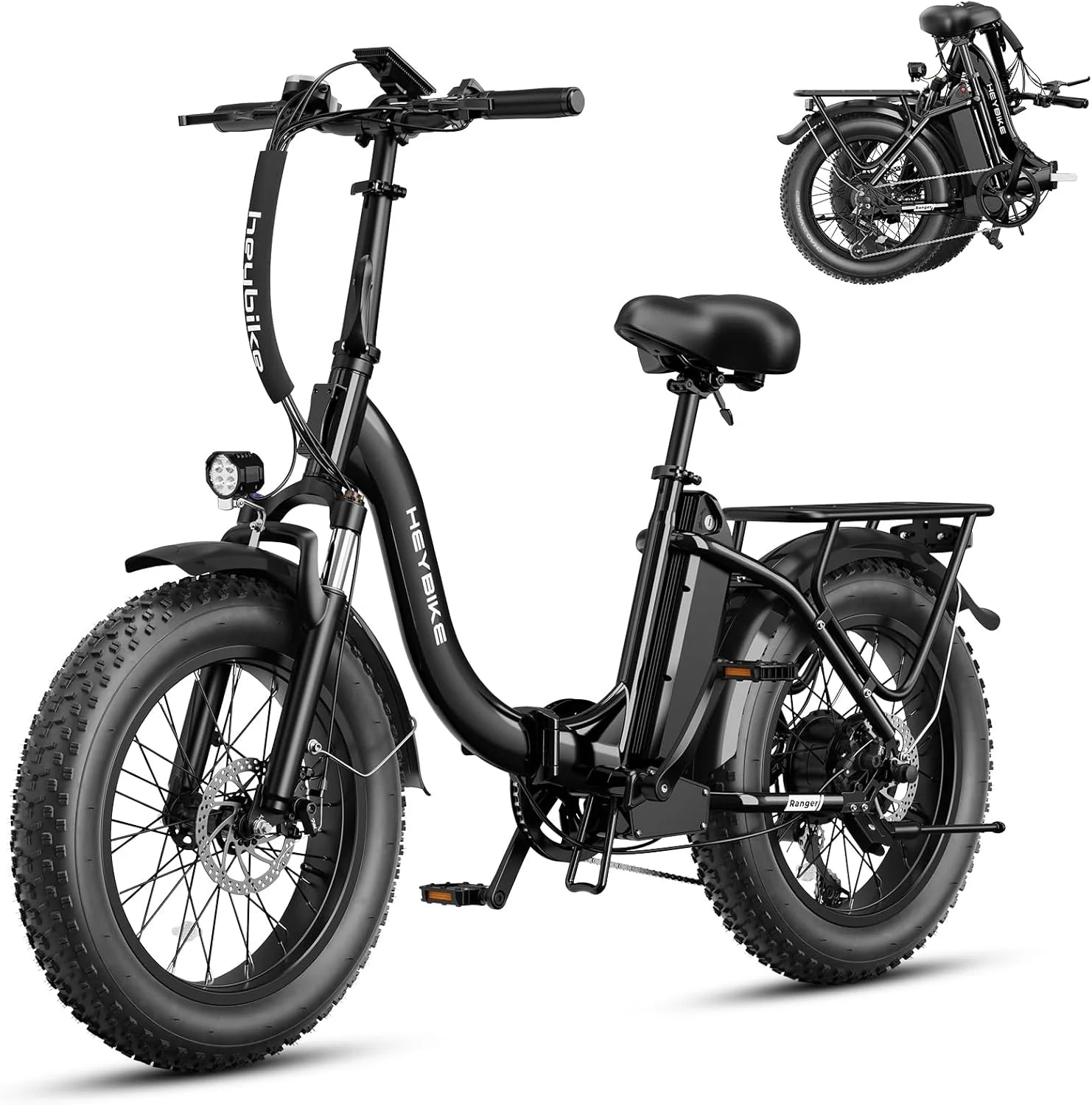 2.0 Electric Bike for Adults, Peak 1400W Peak Motor Ebike, 45KM/H Max Speed [20"*4 Fat Tire All-Terrain] 600Wh Removable Battery Folding Step-Thru E Bike with Front Suspension1 pcs