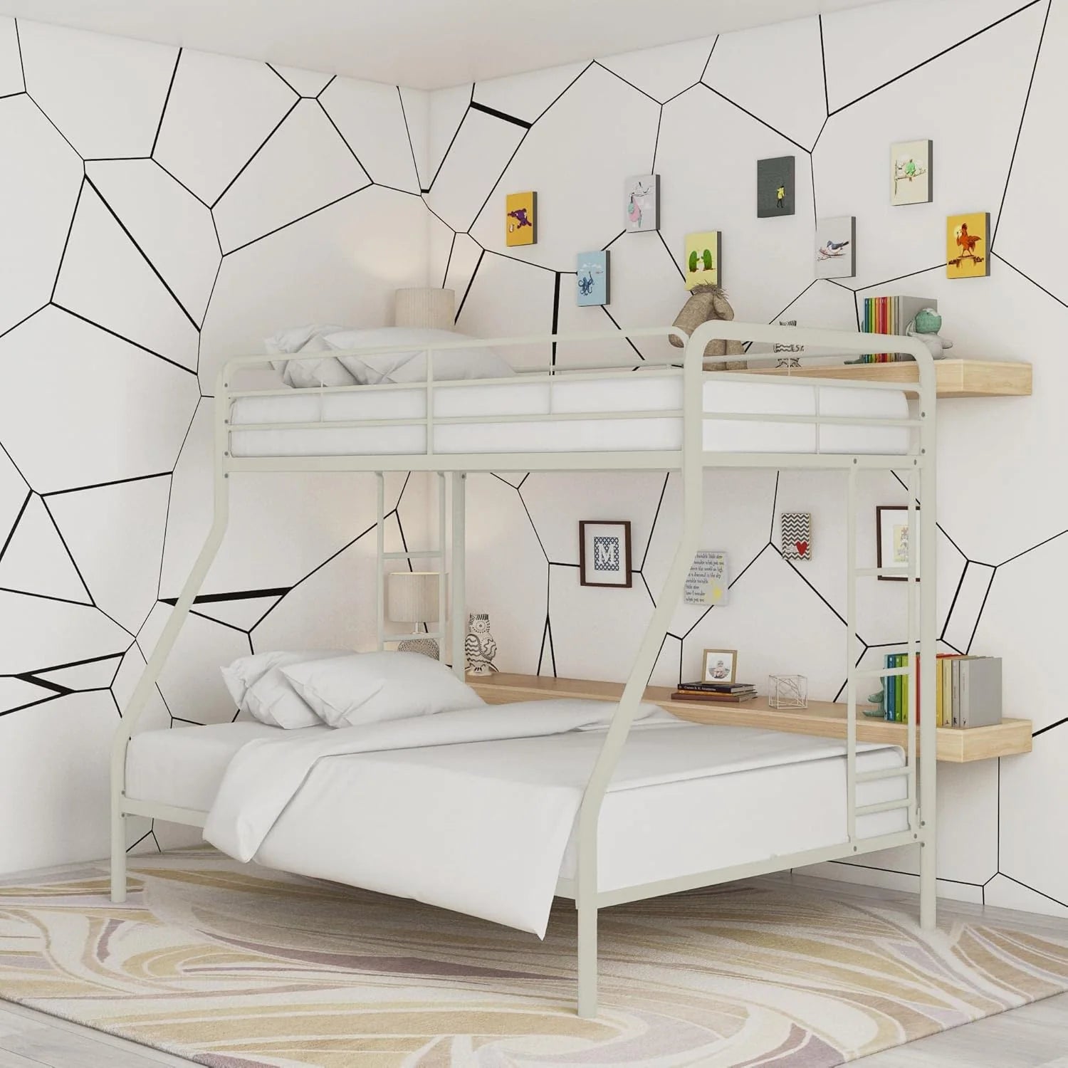 DHP Dusty Twin Over Full Metal Bunk Bed, Off White1 pcs