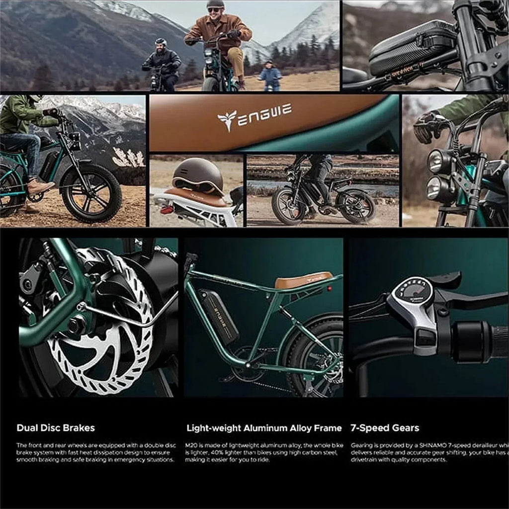 1000W Electric Bike for Adults, Retro-Style, 28mph, 94 Miles Range, 20 Fat Tires, Full Suspension, UL Certified