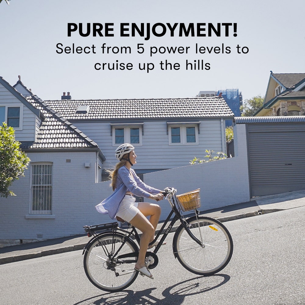 VALK Laneway 5 Vintage Electric Bike, Torque Sensor equipped eBike, Medium, Black