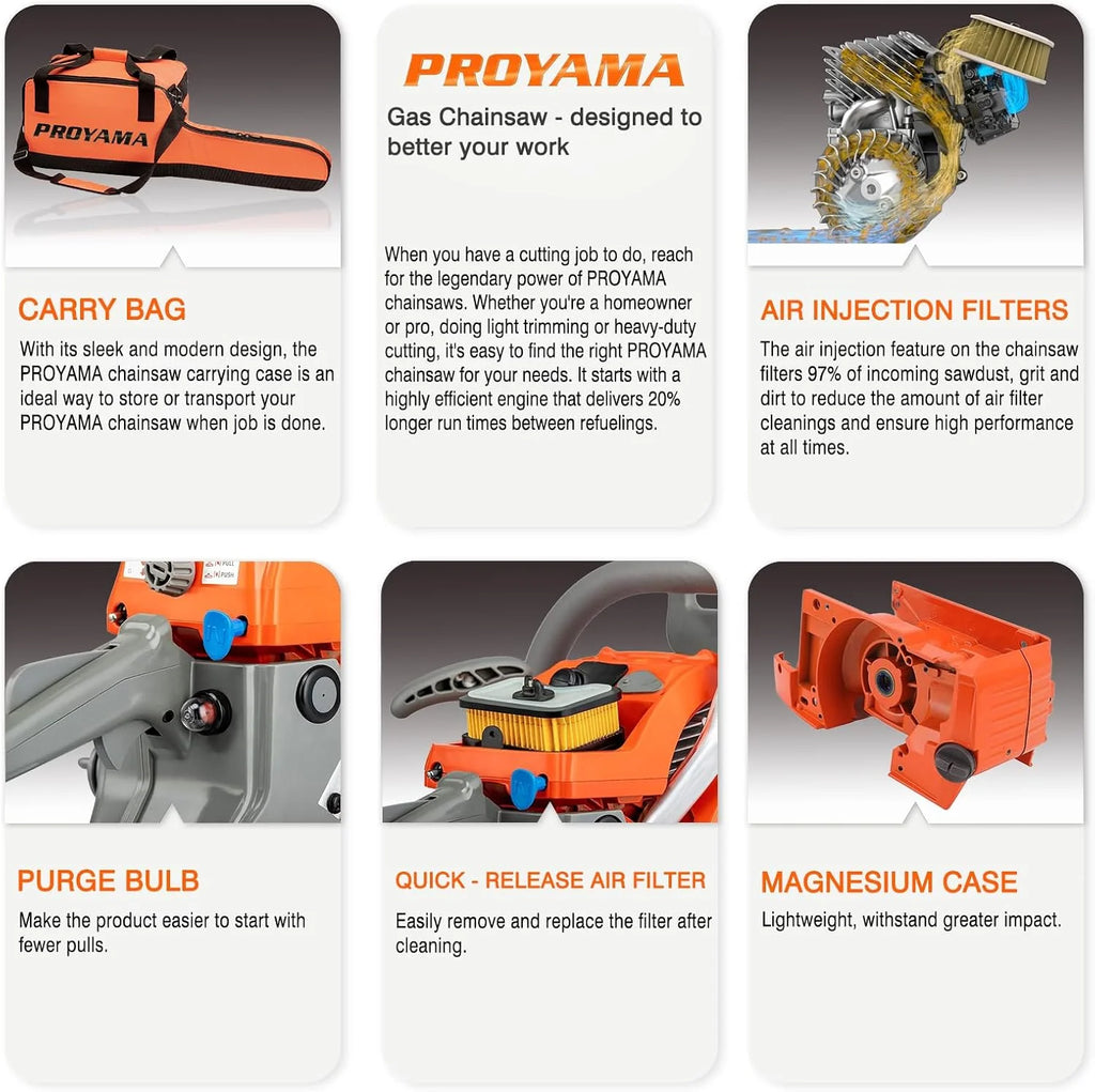 26CC 2-Cycle Top Handle Gas Powered Chainsaw 12 Inch Petrol Handheld Cordless Chain Saw for Tree Wood Cutting1 pcs