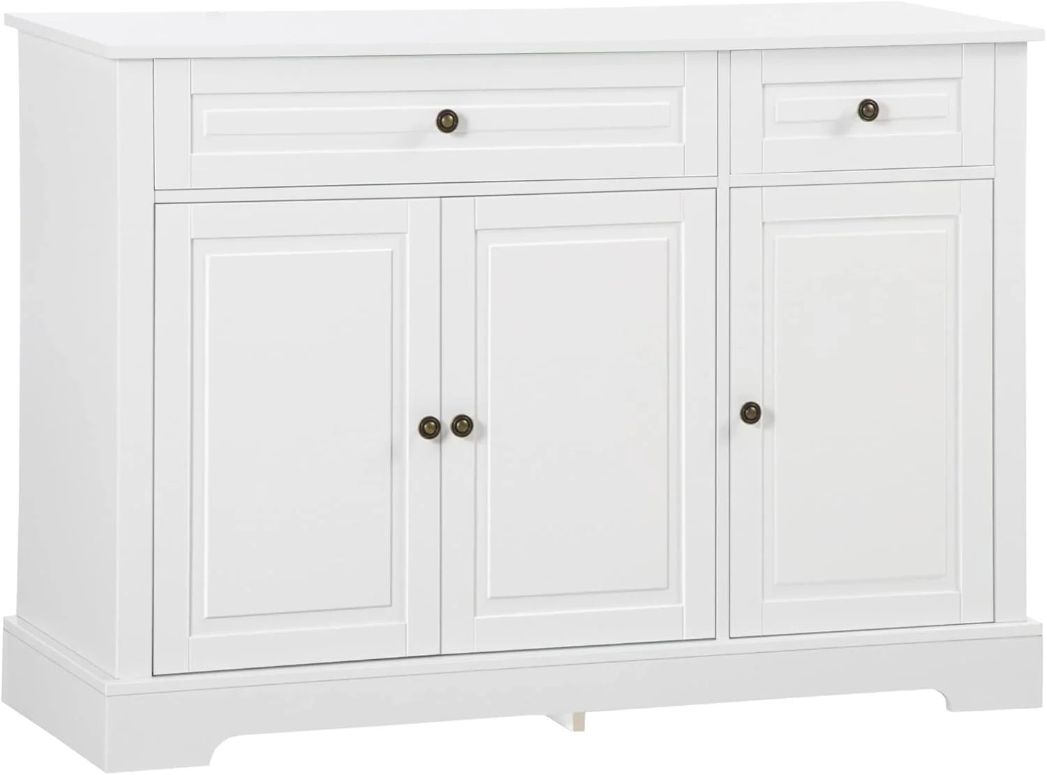 Sideboard Buffet Cabinet, Modern Kitchen Cabinet with 2 Drawers and Adjustable Shelves, Coffee Bar Cabinet, White1 pcs