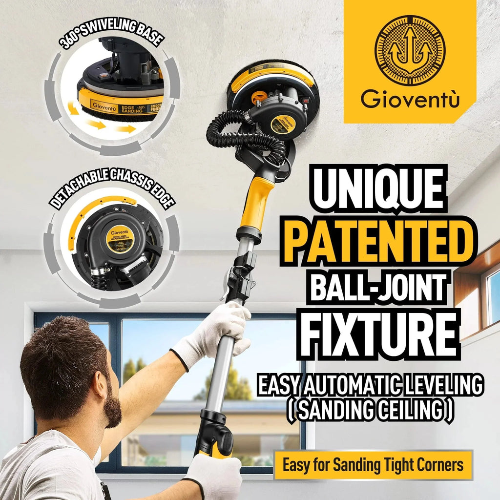 Giovent® Electric Drywall Sander with Dust Extraction, Suitable for Popcorn Ceilings