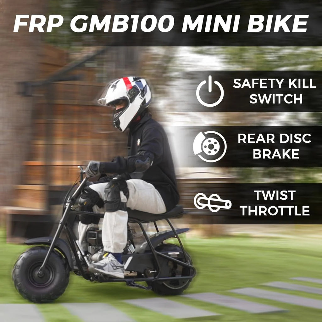 Mini Dirt Bike GMB100, 99 CC Gas Powered Mini Bike 4 Stroke 3HP, Off Road Mini Bikes for Kids and Adult, Trail Bike Up to 24 Mph, Weight Support Up to 185 LBS (Black)1 pcs
