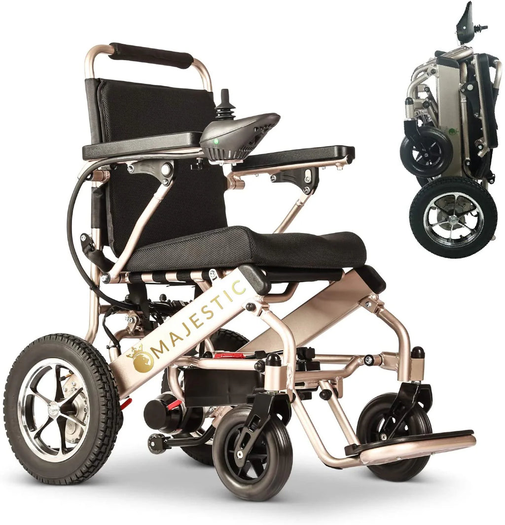2020 New Folding Ultra Lightweight Electric Power Wheelchair, Silla de Ruedas Electrica, FDA Approved and Air Travel Allowed, Heavy Duty, Mobility Motorized, Portable Power (17.5�测�� Seat Width)