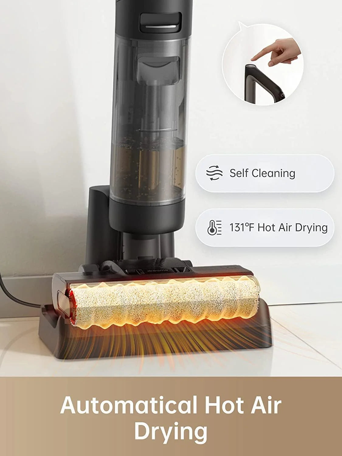 Wet Dry Vacuum Cleaner, Smart Floor Cleaner Cordless Vacuum and Mop for Hard Floors, One-Step Edge to Edge Cleaning with Hot Air Drying1 pcs