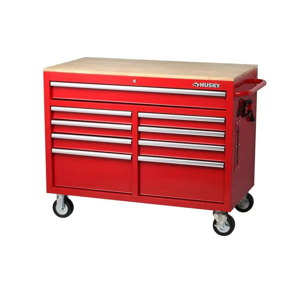 46-in W x 24.5-in D 9-Drawer Mobile Workbench with Hardwood Top and Power Station ���ゆ�� Gloss Black