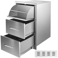 14x20.3 Inch Outdoor Kitchen Drawers Stainless Steel, Flush Mount Triple Drawers, 14W x 20.3H x 23D Inch, with Stainless Steel Handle, BBQ Drawers for Outdoor Kitchens or BBQ Island1 pcs