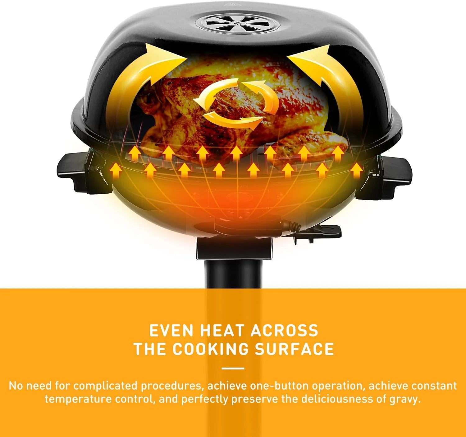 Electric barbecue grill, 15-person indoor/outdoor electric grill, suitable for indoor and outdoor use, double-layer design, portable detachable grill, power 1600 watts (fixed type, black)1 pcs